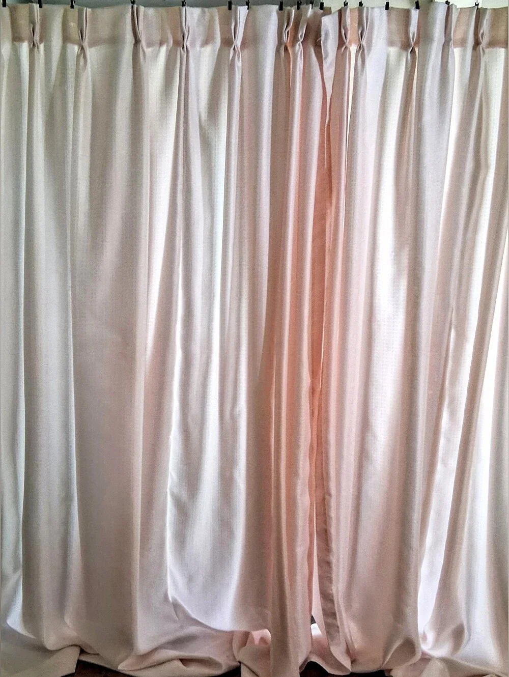 Mid Century Custom Triple Pinch Pleated Draperies - Light Pink - 2 Panels